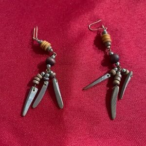 Boho Brown and Tan Beaded Dangle Earrings